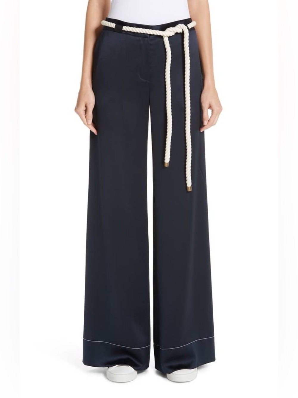 MONSE Rope Belt Satin Wide leg Trousers